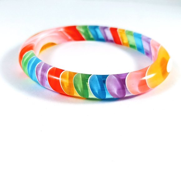 Jewelry - Vibrant Rainbow Stripes Bangle Bracelet